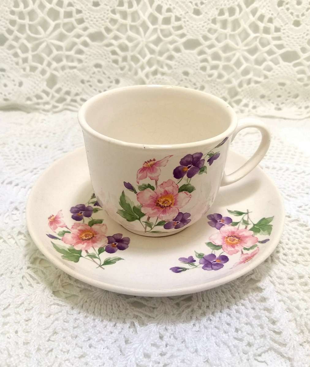 Vintage Porcelain Floral Tea / Coffee Duo  Cup & Saucer