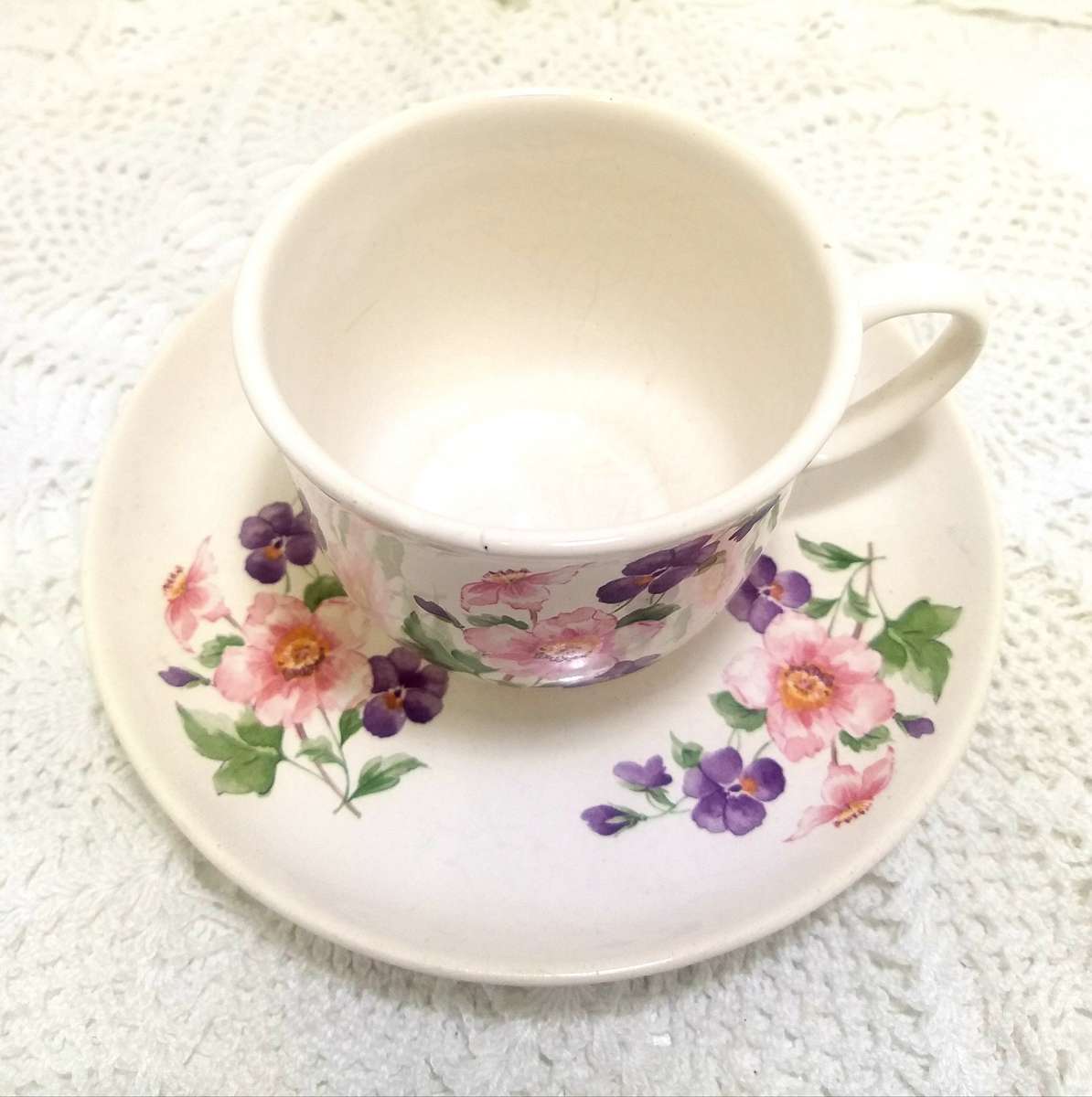 Vintage Porcelain Floral Tea / Coffee Duo  Cup & Saucer