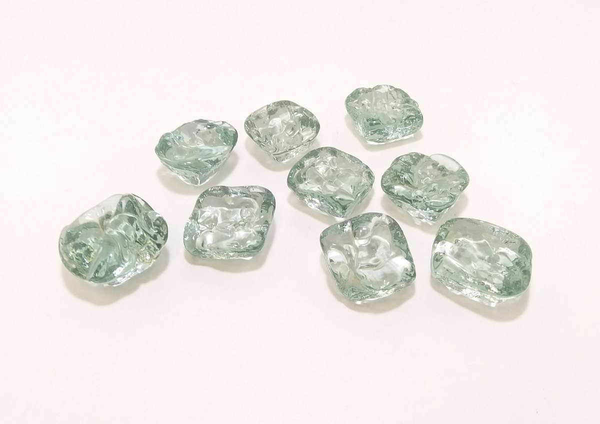 Set Of 9 Light Aqua Decorative Glass Nuggets