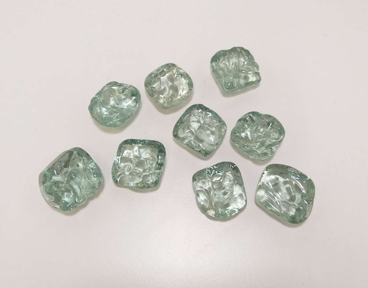 Set Of 9 Light Aqua Decorative Glass Nuggets