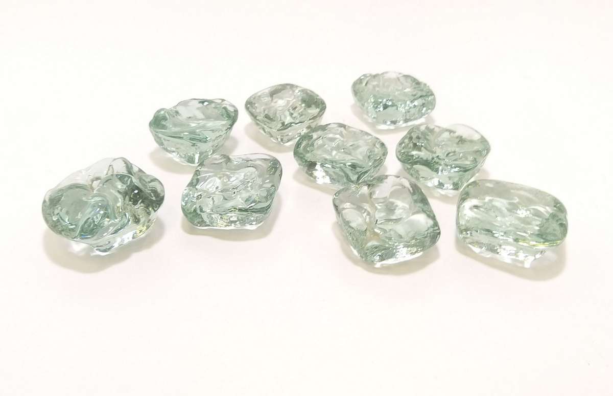 Set Of 9 Light Aqua Decorative Glass Nuggets
