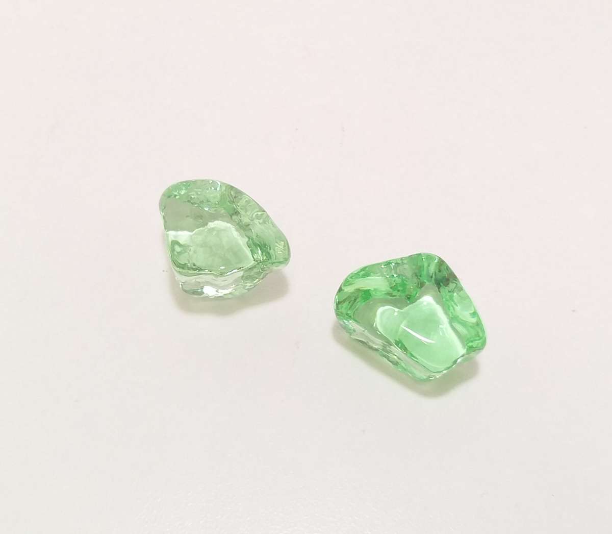 Two Green Decorative Glass Nuggets