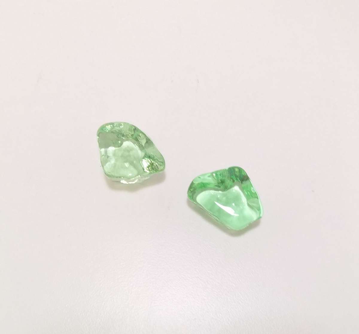 Two Green Decorative Glass Nuggets