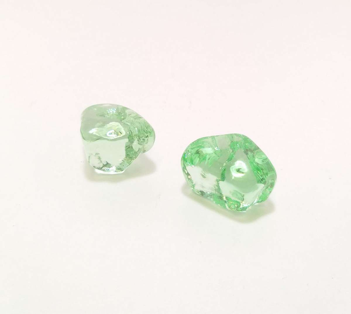 Two Green Decorative Glass Nuggets