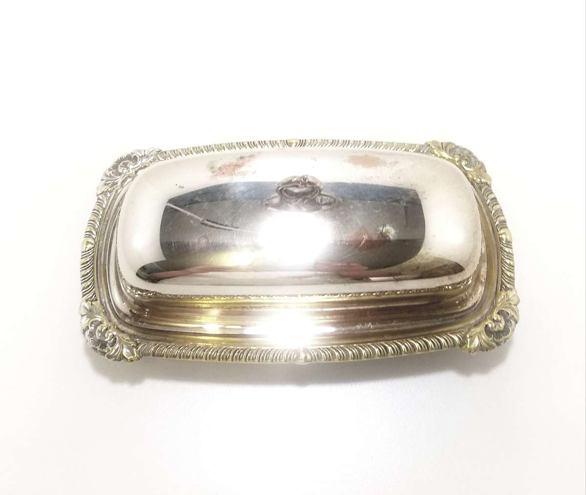 Pre 1950s Vintage Silver Plated Butter Dish With Original Removable Glass Inner