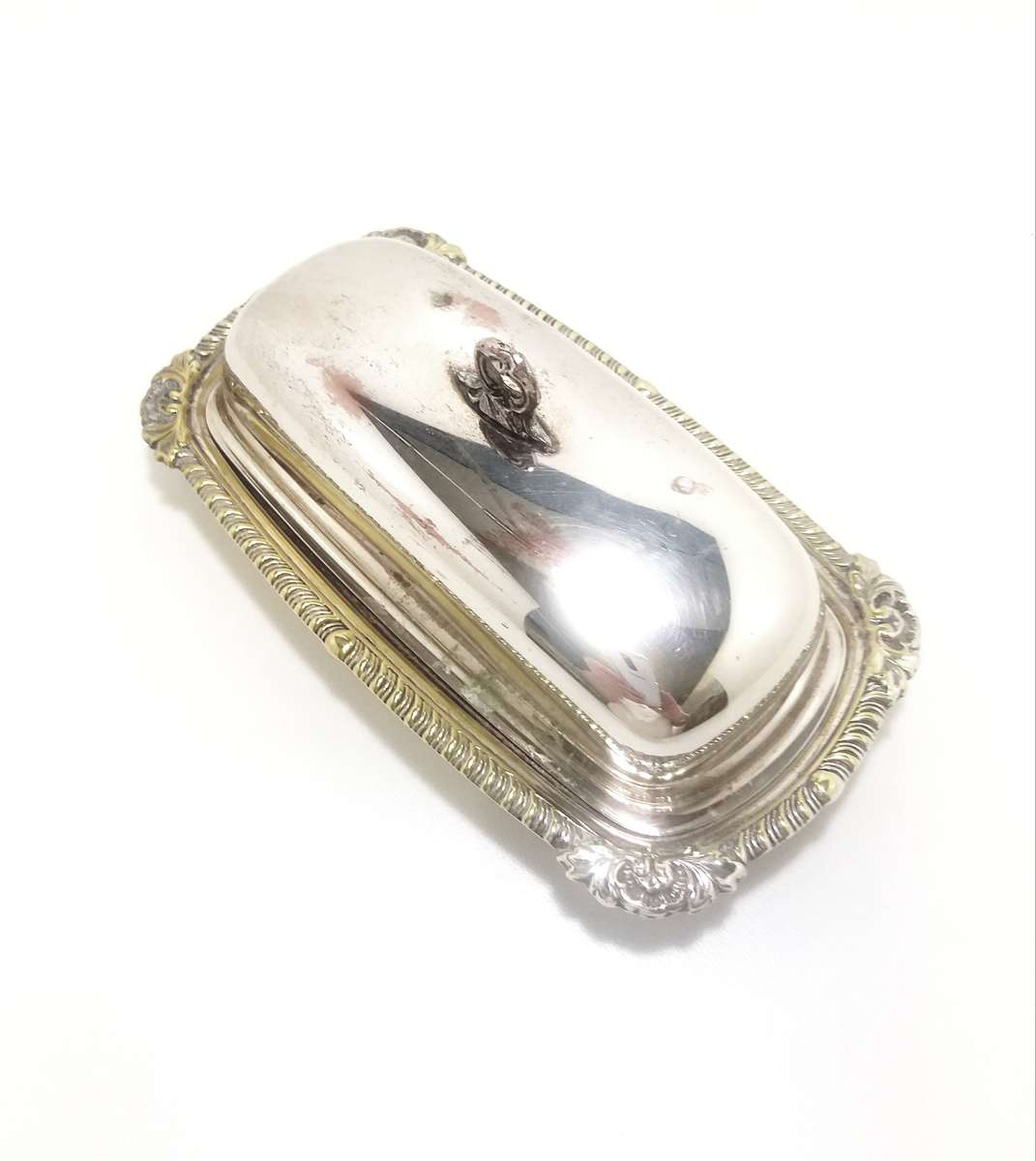 Pre 1950s Vintage Silver Plated Butter Dish With Original Removable Glass Inner
