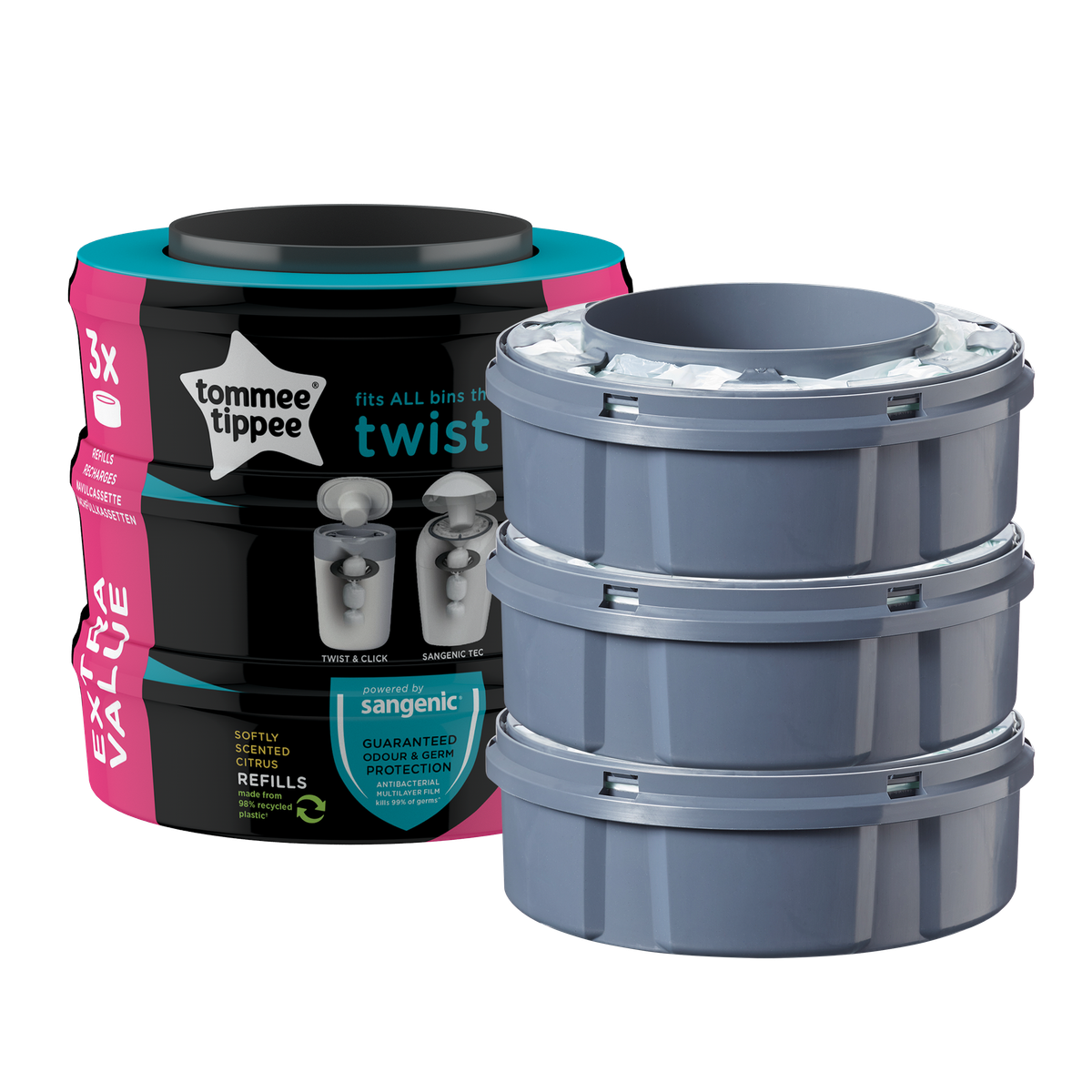 Tommee Tippee - Sangenic Twist & Click Cassette 3pk