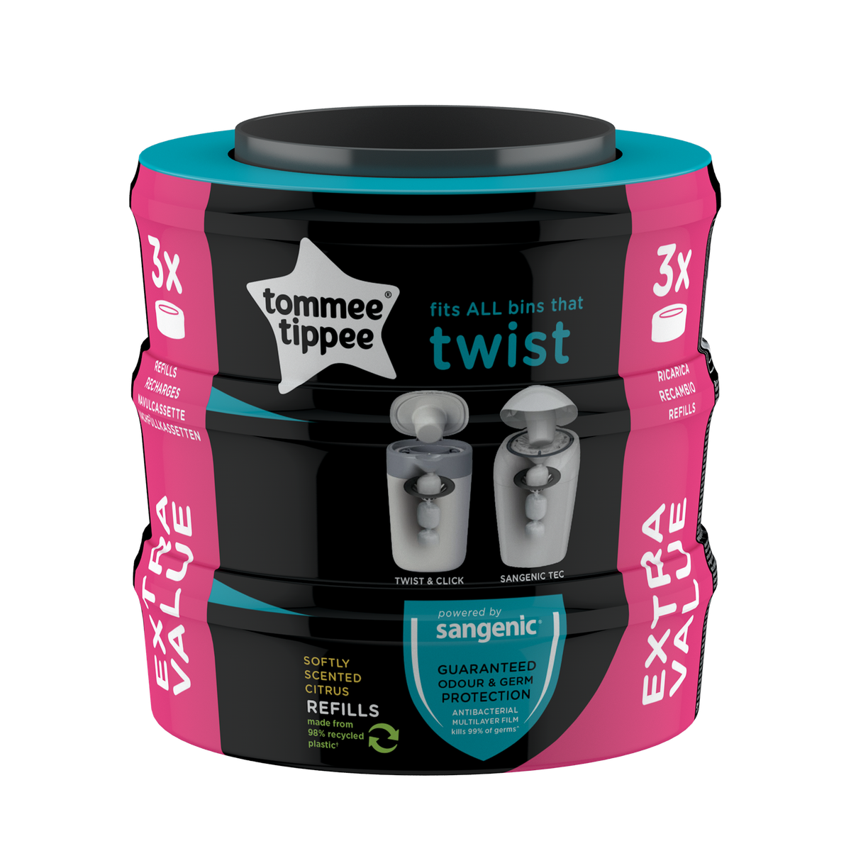 Tommee Tippee - Sangenic Twist & Click Cassette 3pk