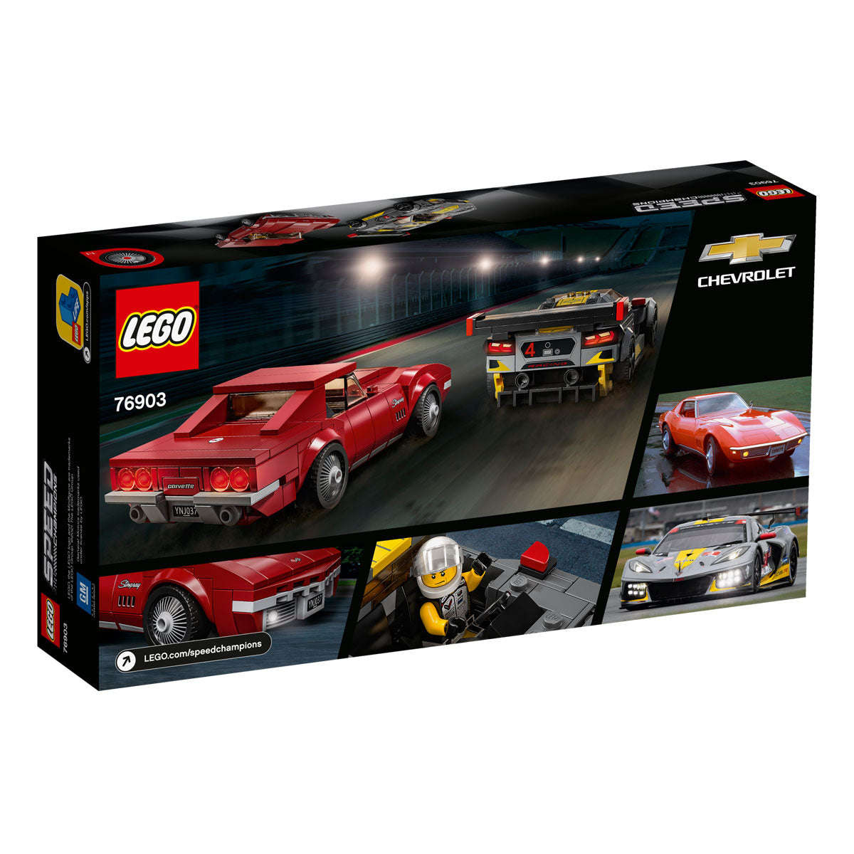 LEGO 76903 - Speed Champions Chevrolet Corvette C8.R Race Car and 1968 Chevrolet Corvette