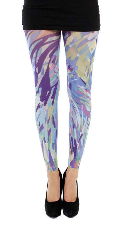 Zephyr Footless multi colour stripes printed tights
