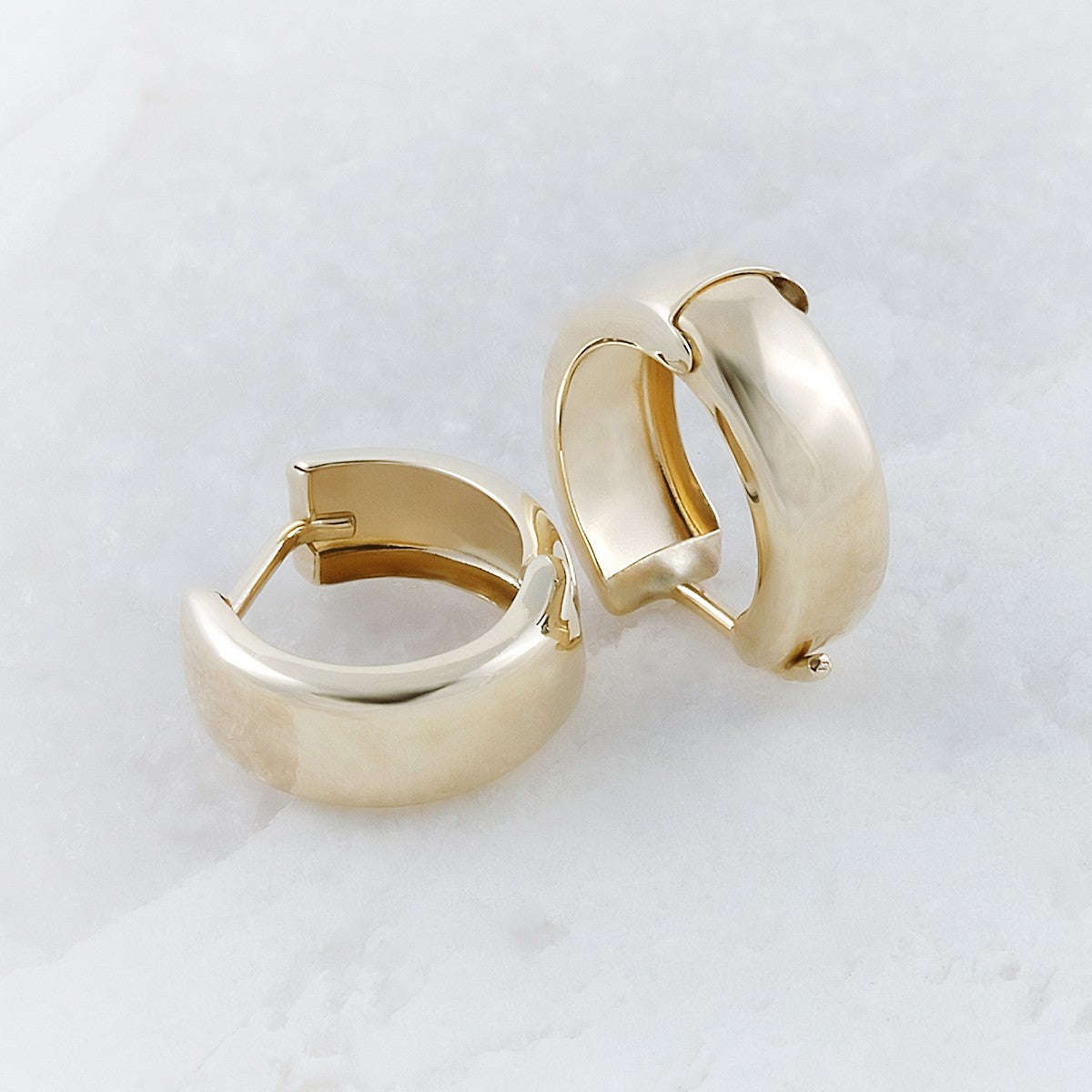 9K Yellow Gold Polished Huggie Earrings 12.8mm
