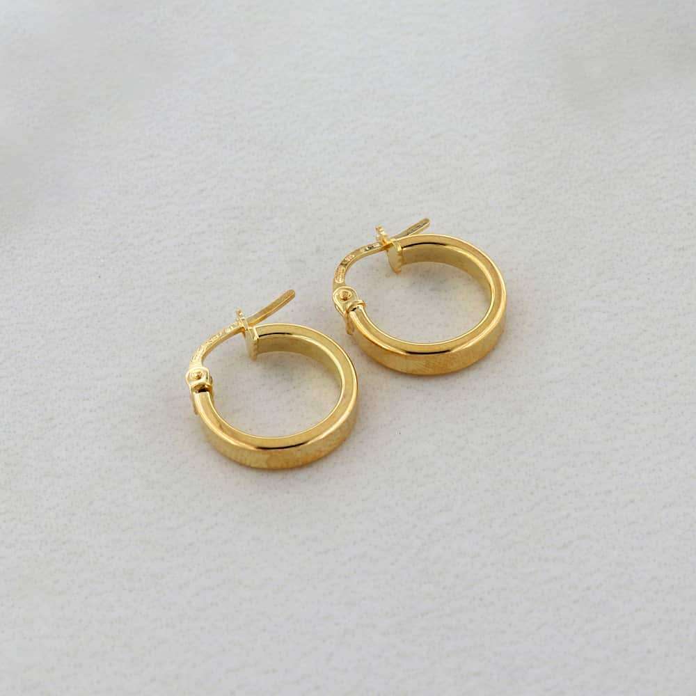 9K Yellow Gold 3*1.5mm Rectangular Tube Hoop 10mm