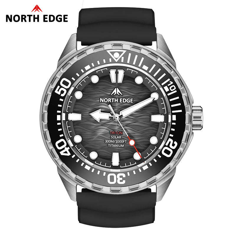 NORTH EDGE Tactical TRITON-TI Titanium Case Solar-Powered Diving Watch Luxury Quartz Mens Watc...