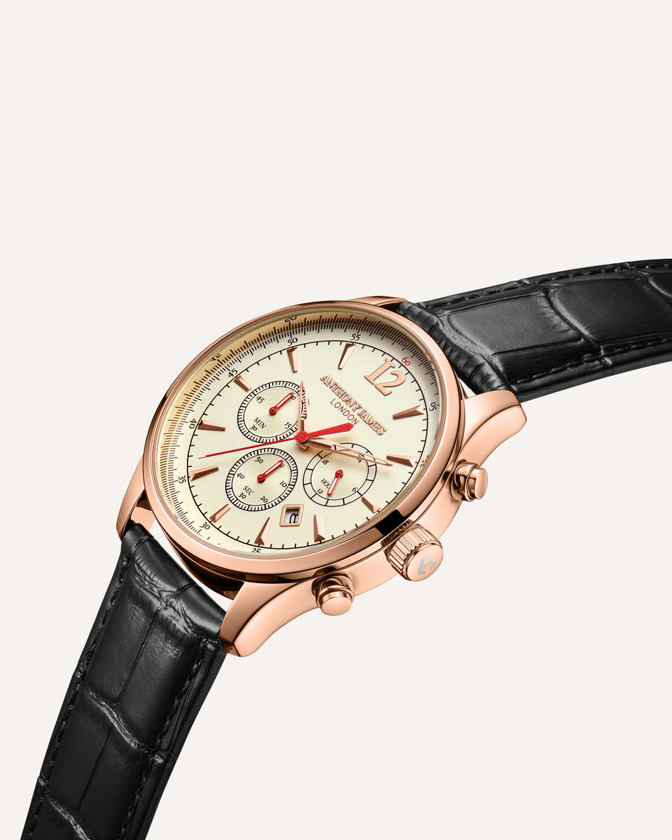 Anthony James London Classic Chronograph Rose White