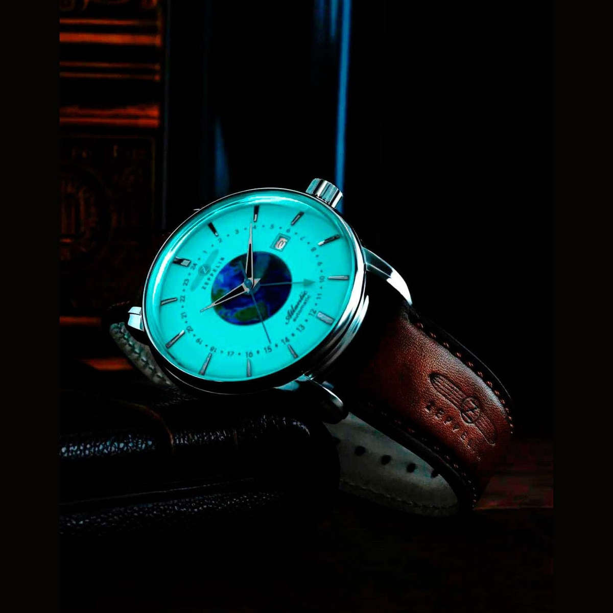 ZEPPELIN Atlantic Automatic GMT Date Watch Night Glow 84685