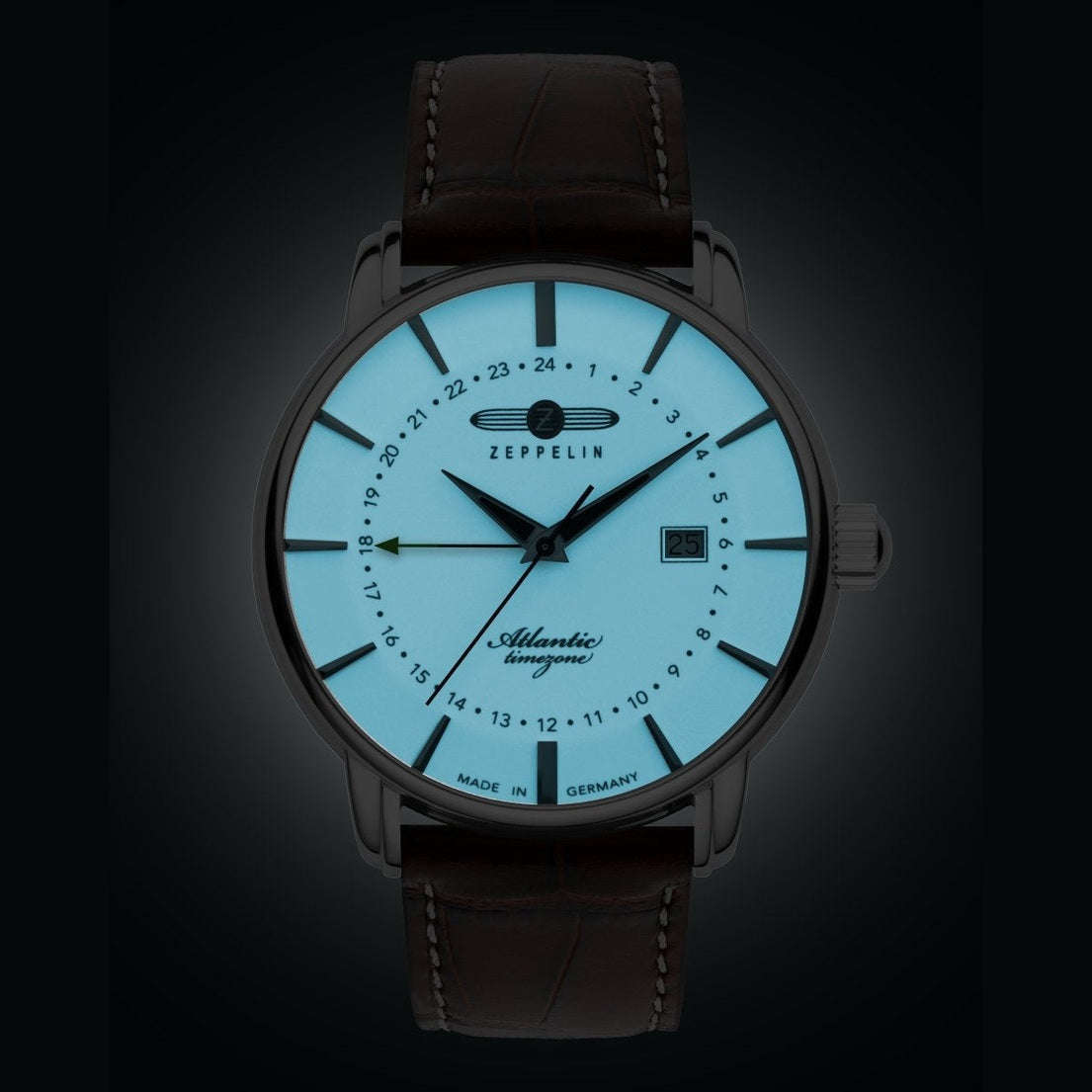 ZEPPELIN Men's Atlantic Dual Time Watch Night Glow 84425