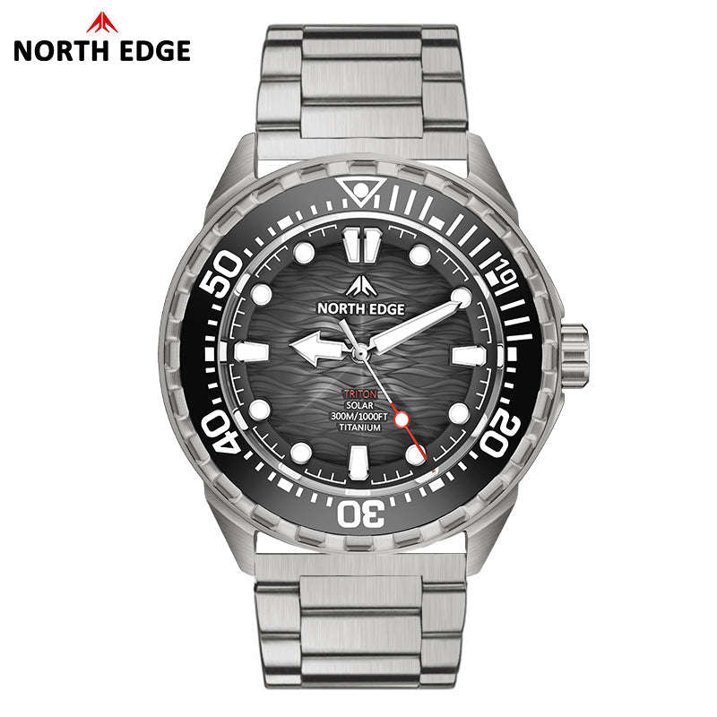 NORTH EDGE Tactical TRITON-TI Titanium Case Solar-Powered Diving Watch Luxury Quartz Mens Watc...
