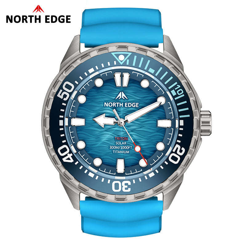 NORTH EDGE Tactical TRITON-TI Titanium Case Solar-Powered Diving Watch Luxury Quartz Mens Watc...