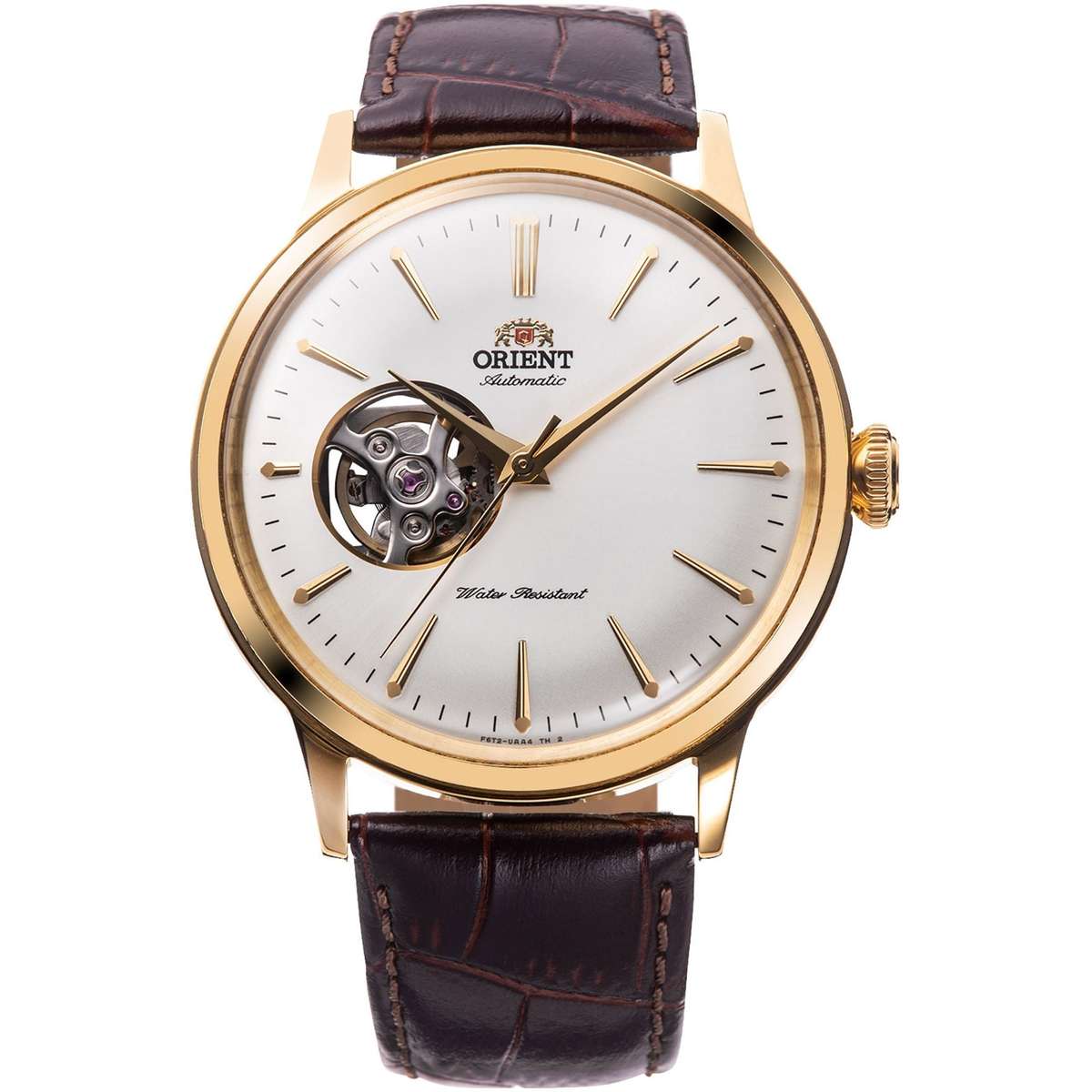ORIENT Men's Bambino Automatic Classic Open Heart Watch Gold/Brown RA-AG0003S