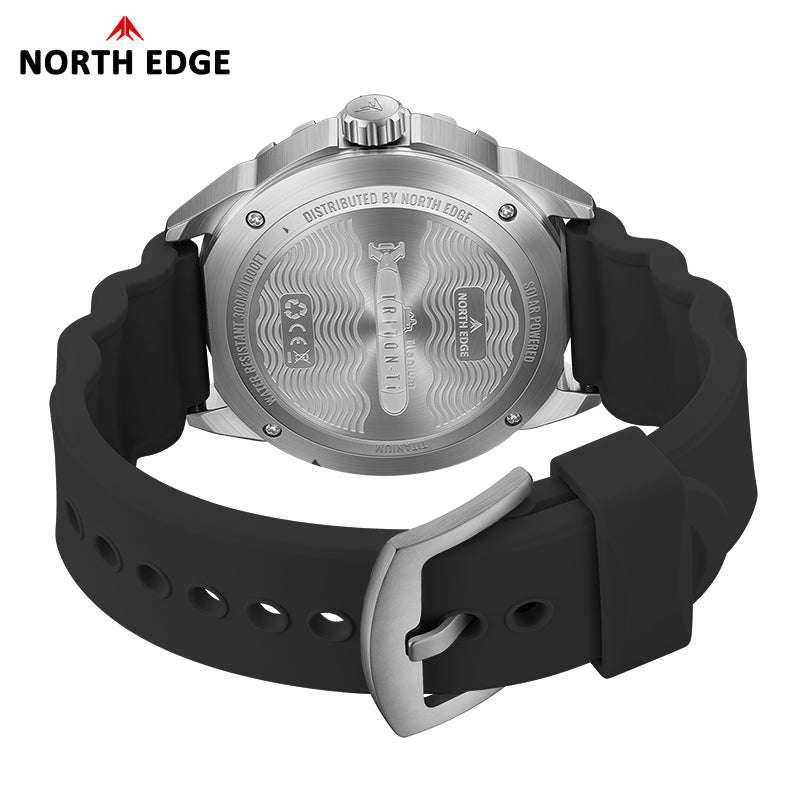 NORTH EDGE Tactical TRITON-TI Titanium Case Solar-Powered Diving Watch Luxury Quartz Mens Watc...