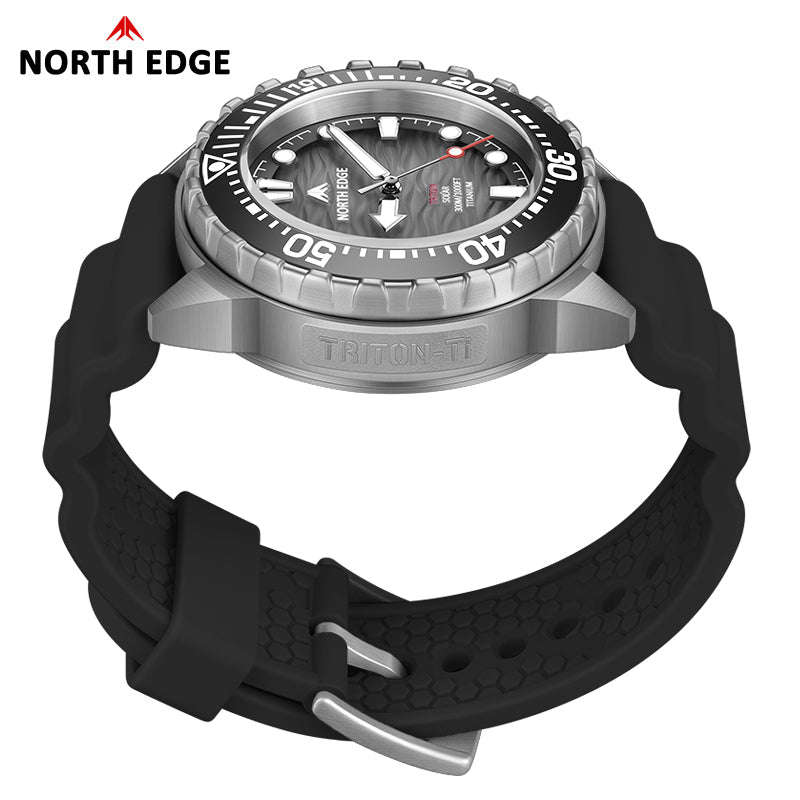 NORTH EDGE Tactical TRITON-TI Titanium Case Solar-Powered Diving Watch Luxury Quartz Mens Watc...