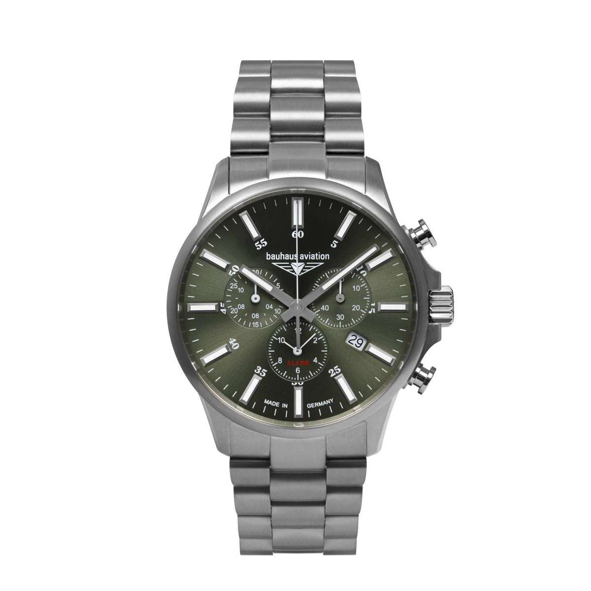 BAUHAUS AVIATION Mens Titanium Quartz Chronograph Bracelet Watch 2880M4