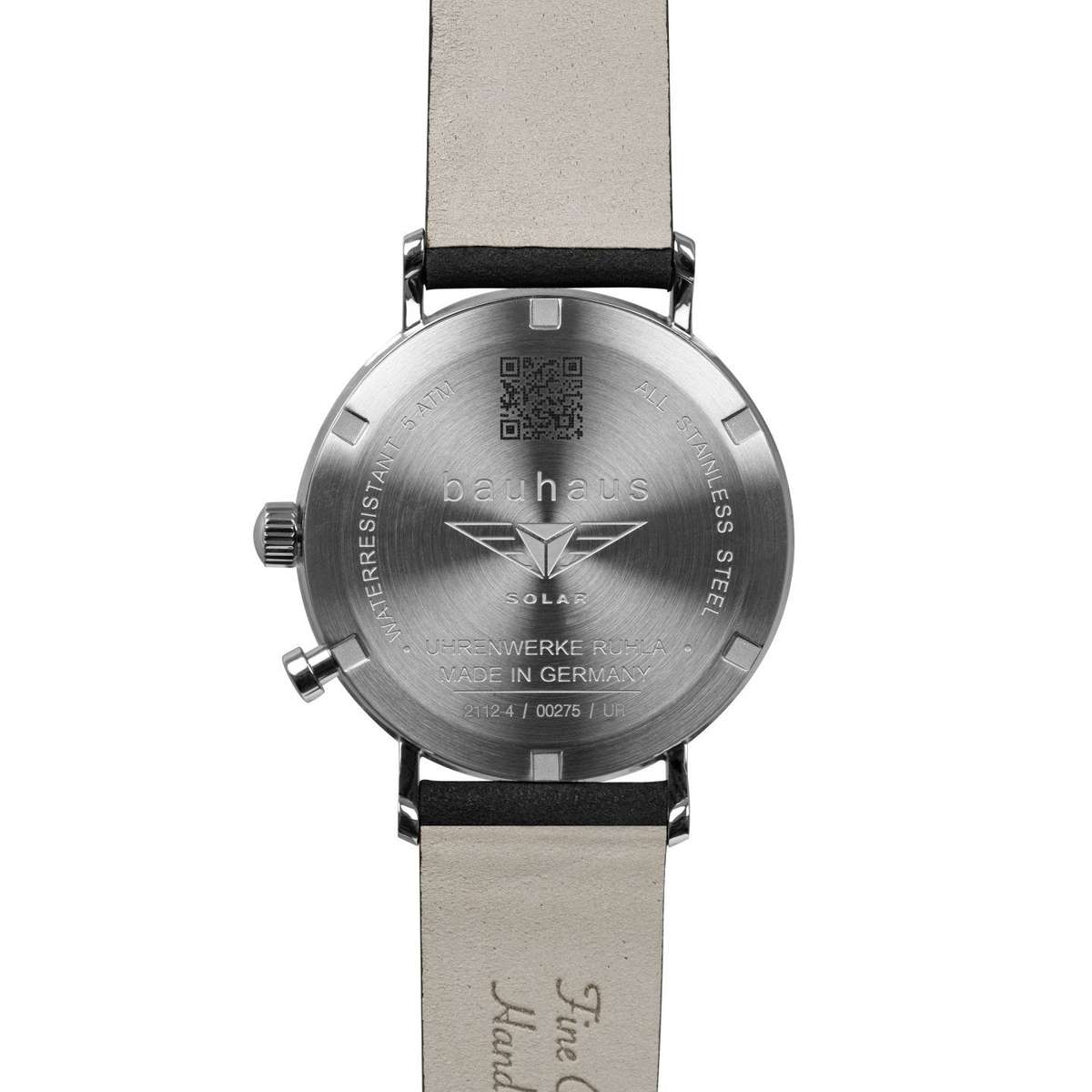 BAUHAUS Men's Solar Leather Strap Watch with Power Display 21121