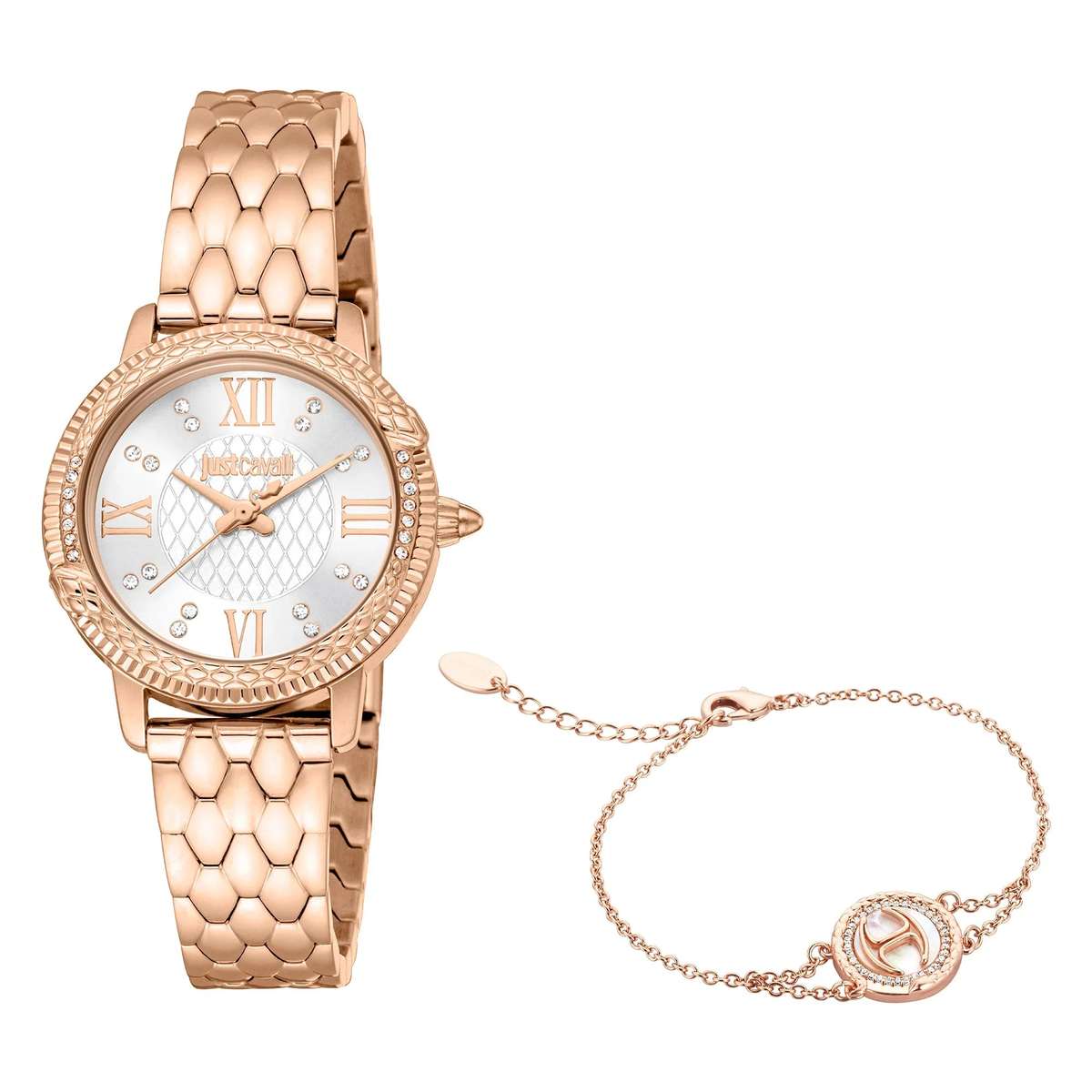 Just Cavalli Signature Snake Viperized Rose Gold Silver Grey