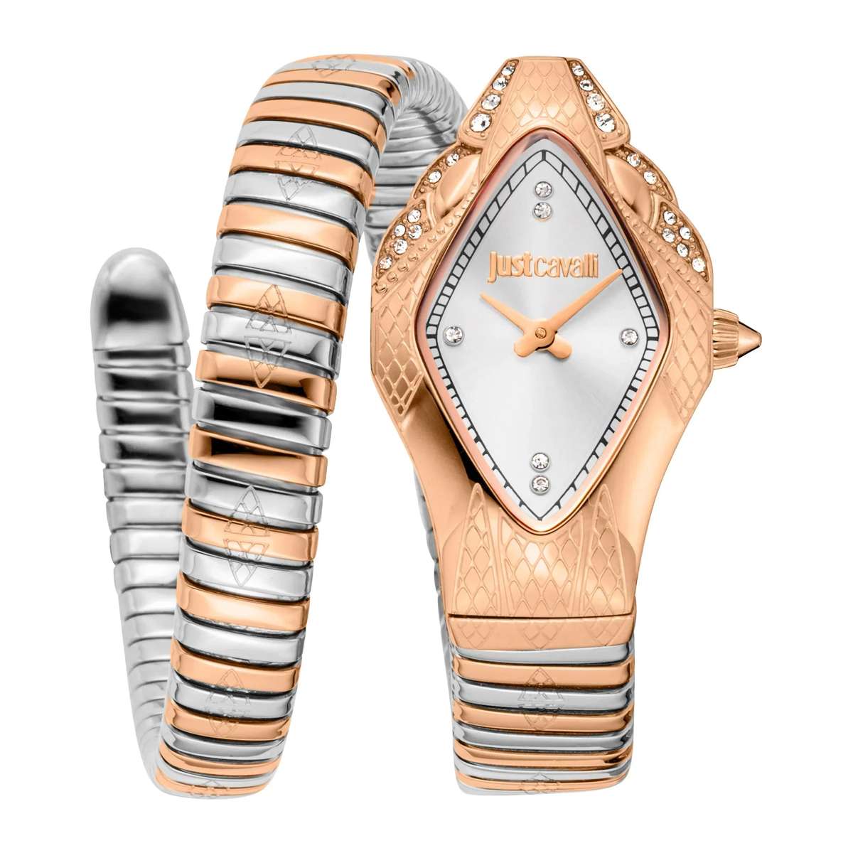 Just Cavalli Signature Snake Ferocious Two Tones RG Silver