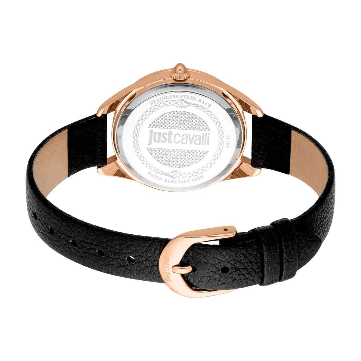 Just Cavalli Glam Chic Luna Leather Black RG Silver