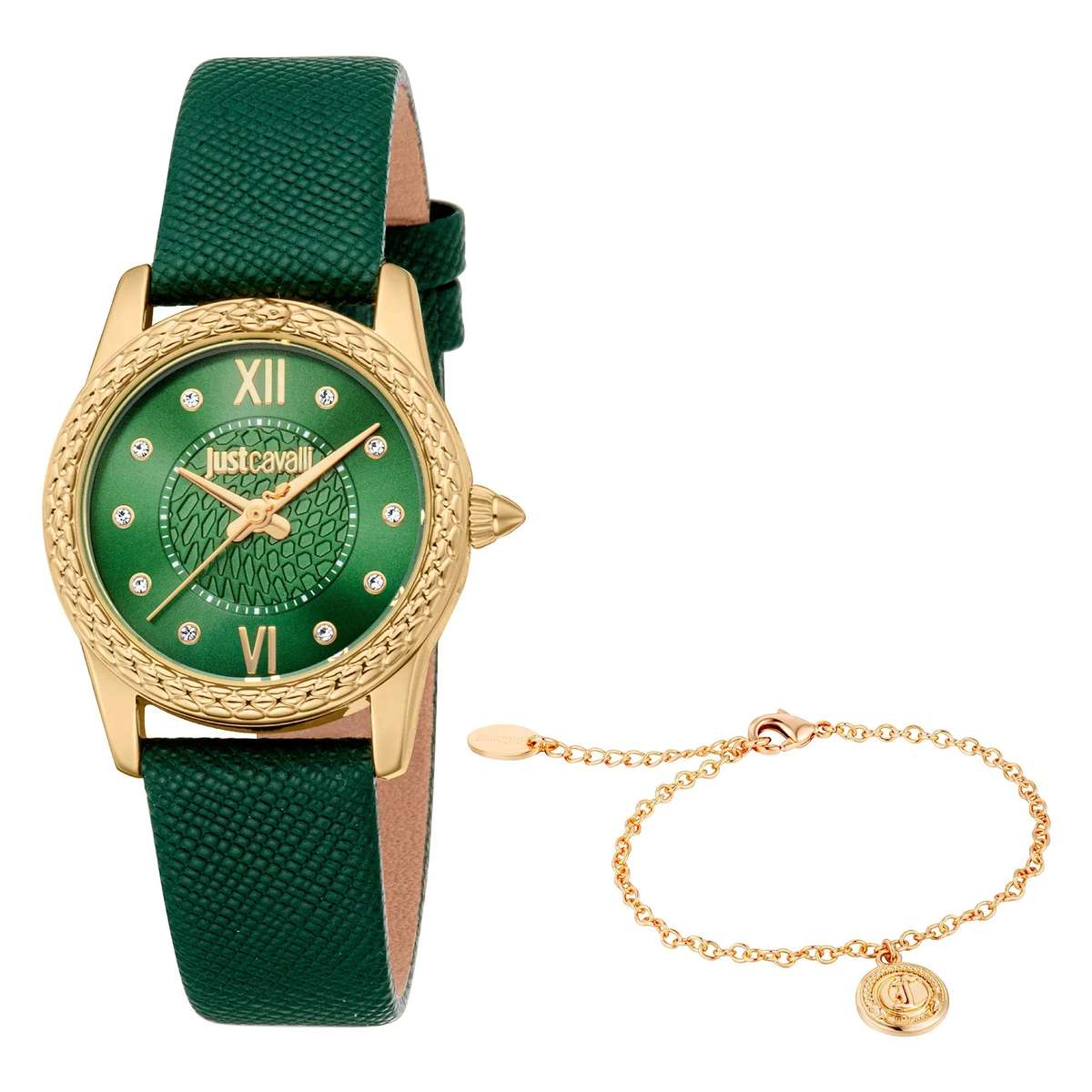 Just Cavalli SET Sublime Animalier Leather Green Yellow Gold