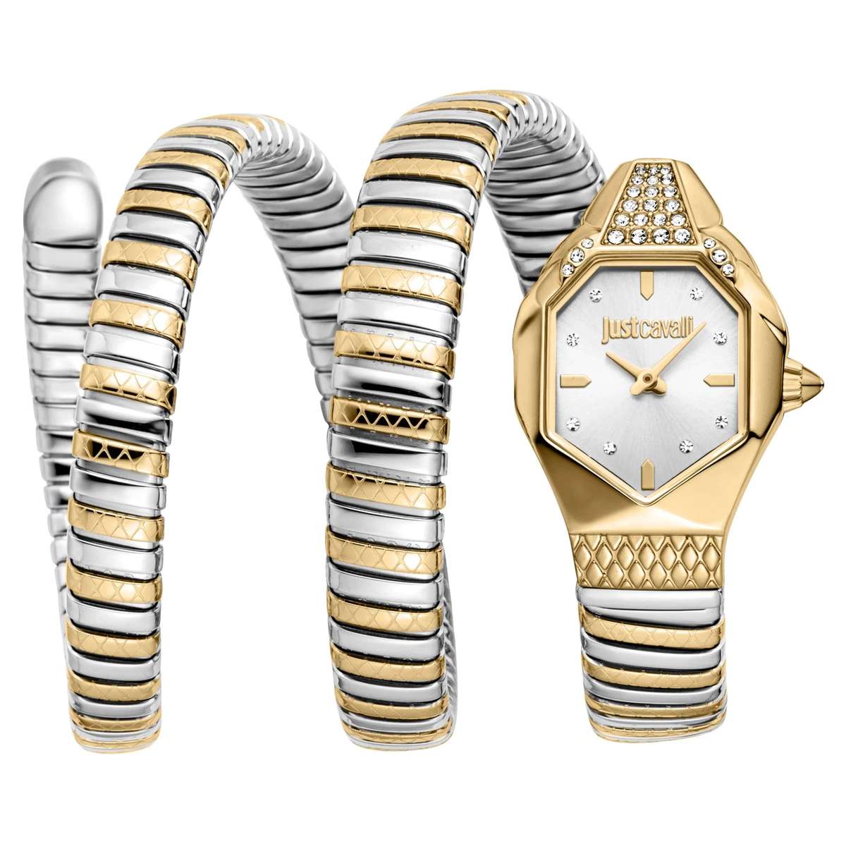 Just Cavalli Signature Snake Ambra Two Tones YG Silver