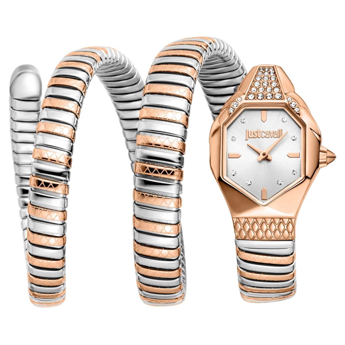 Just Cavalli Signature Snake Ambra Two Tones RG Silver