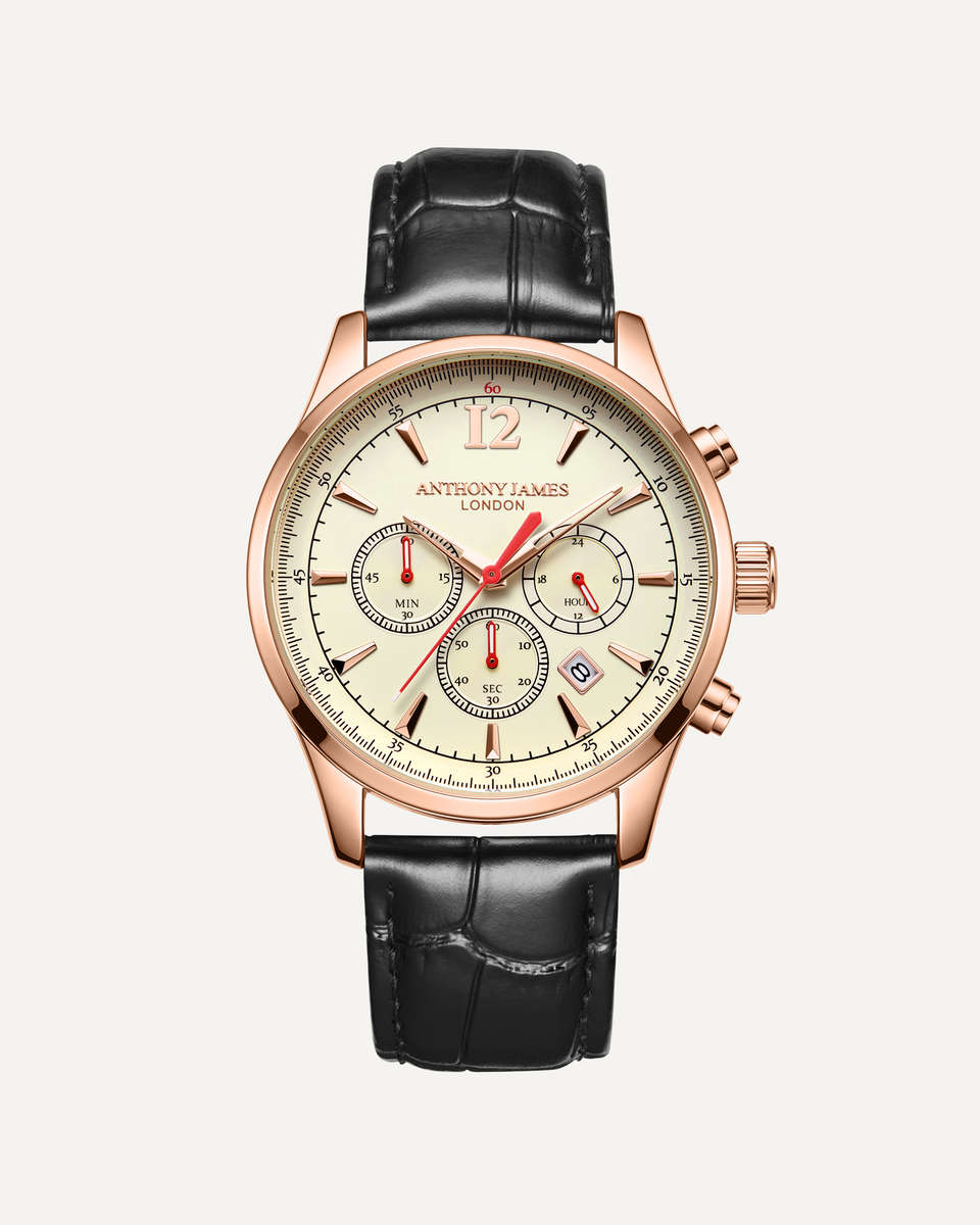 Anthony James London Classic Chronograph Rose White