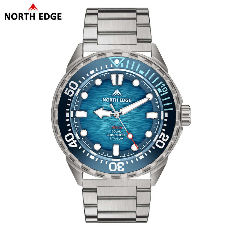 NORTH EDGE Tactical TRITON-TI Titanium Case Solar-Powered Diving Watch Luxury Quartz Mens Watc...