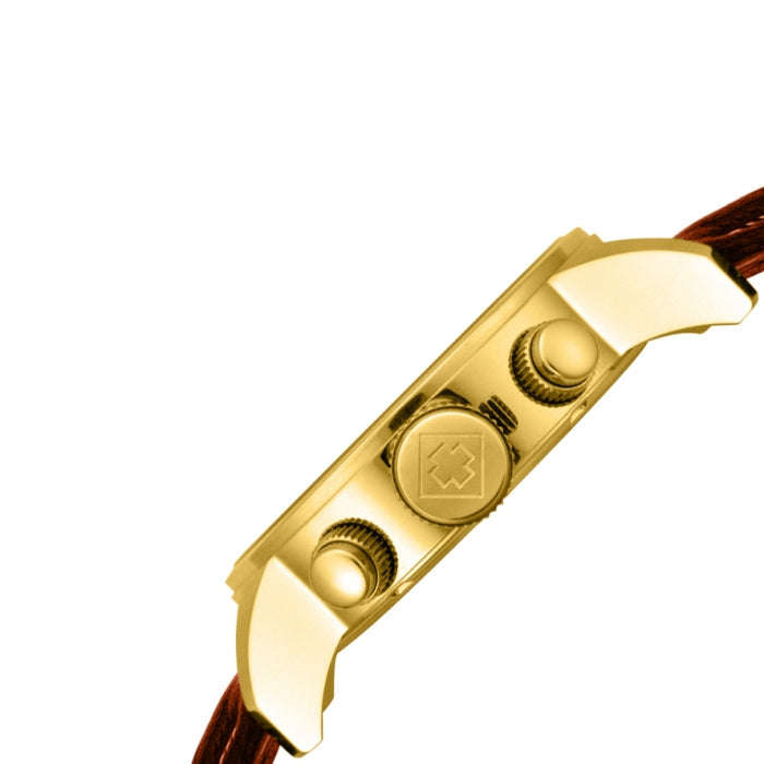 INVICTA Men's Russian Aviator Lefty 46mm Leather 23k Gold Plated Watch