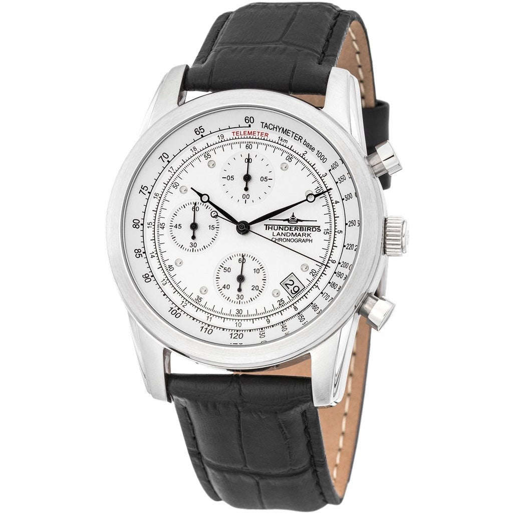 THUNDERBIRDS Landmark Chronograph Leather White Watch