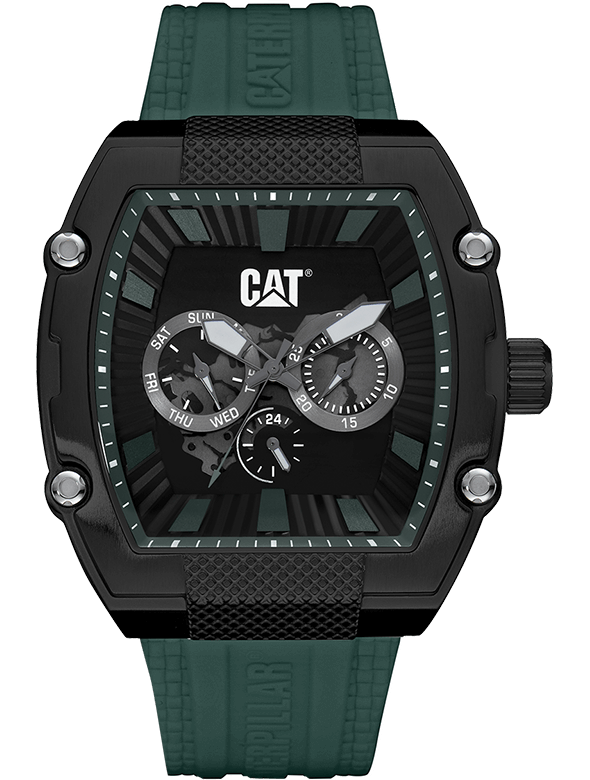 CAT Barrell Black Chrono Cushion Dial Green Batons Green Strap Men's Watch | 13.169.23.123