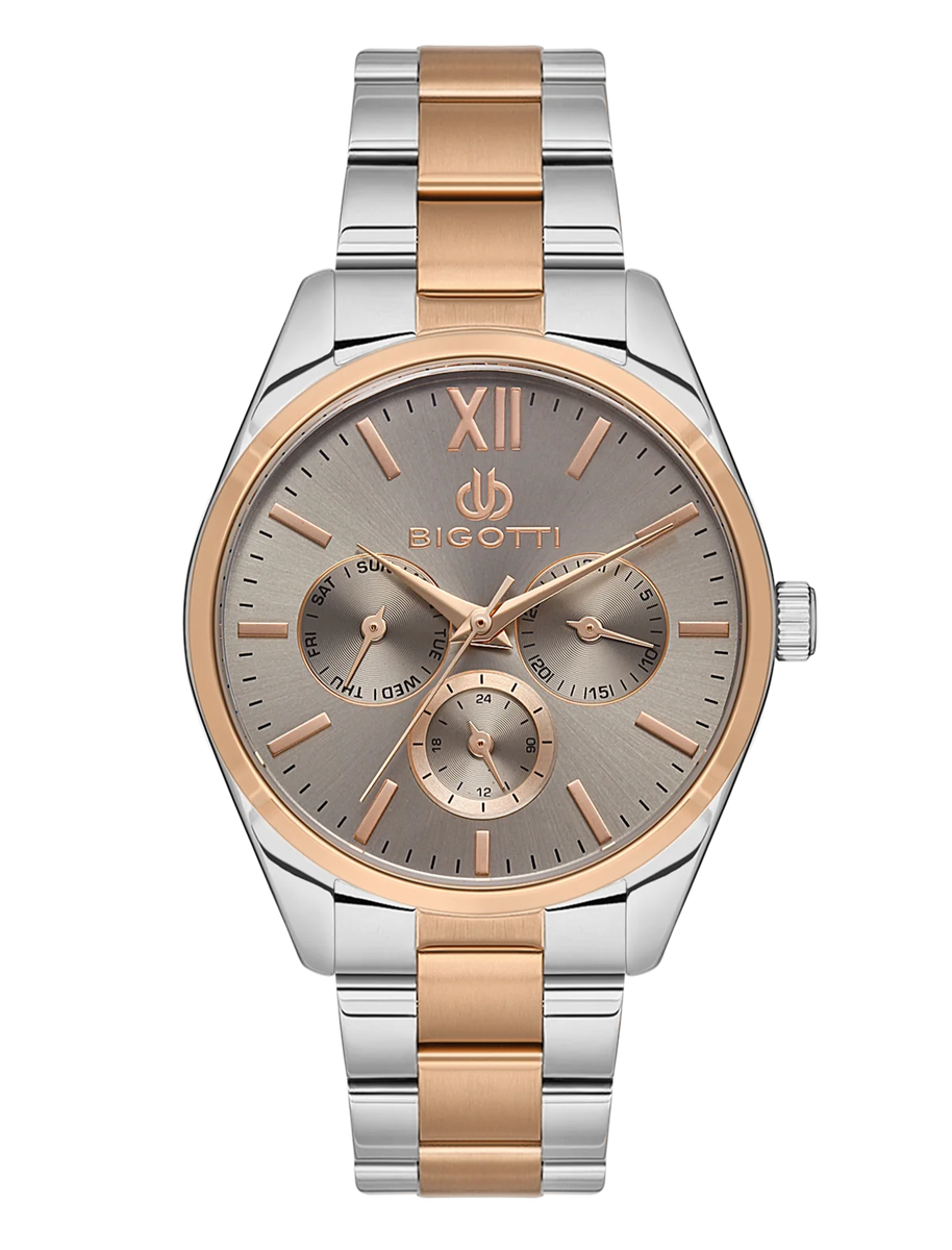 Bigotti Women's Chronograph Rose Gold Silver Watch | BG.1.10492-5