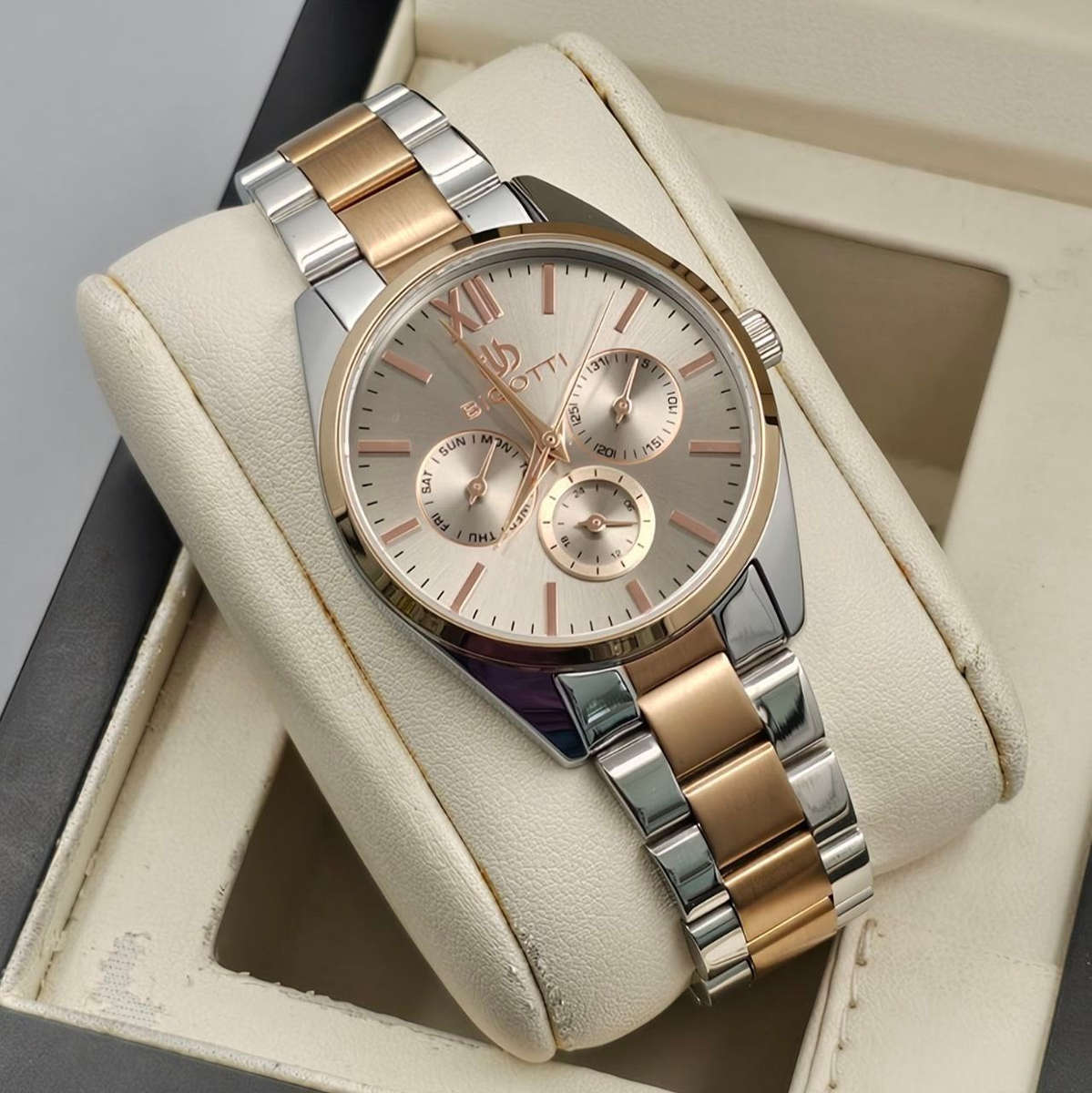 Bigotti Women's Chronograph Rose Gold Silver Watch | BG.1.10492-5