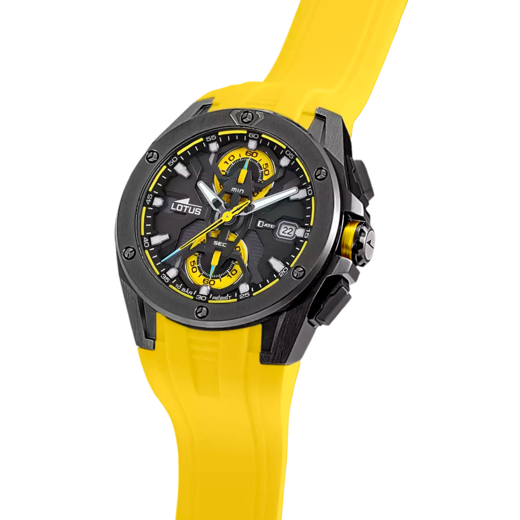 Lotus Vortex Black Dial Calendar Leather Mens Watch | 18943/1