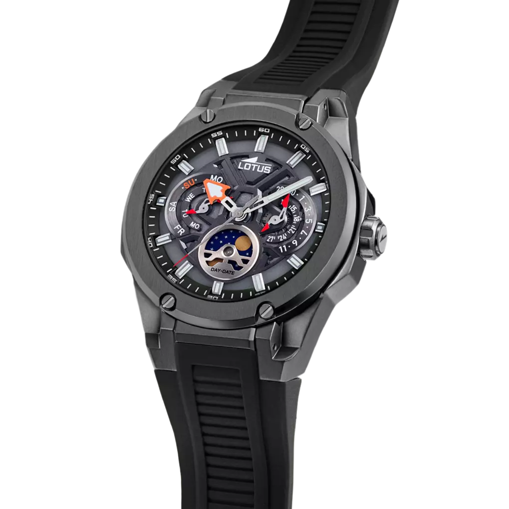 Lotus Vortex Black Dial Moonphase Mens Watch | 18946/6