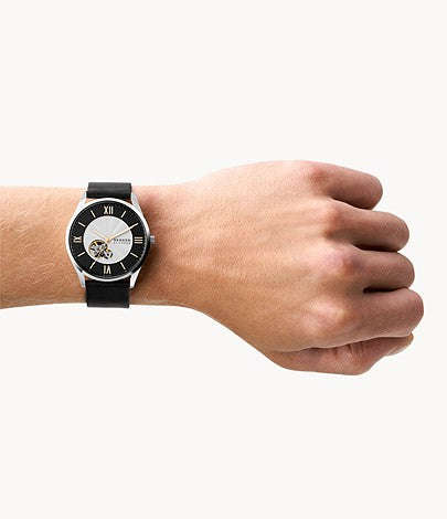Skagen Holst Automatic Black Leather Watch - SKW6710