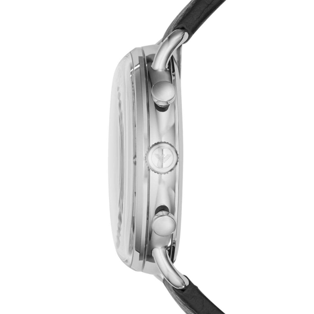 Armani Aviator Silver Round Leather Men's Watch | AR11105