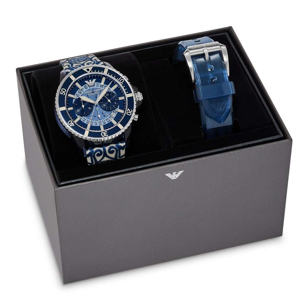 Armani Chronograph Multicolor Watch with Polyurethane and rPET Strap Men's Watch  | AR80067SET