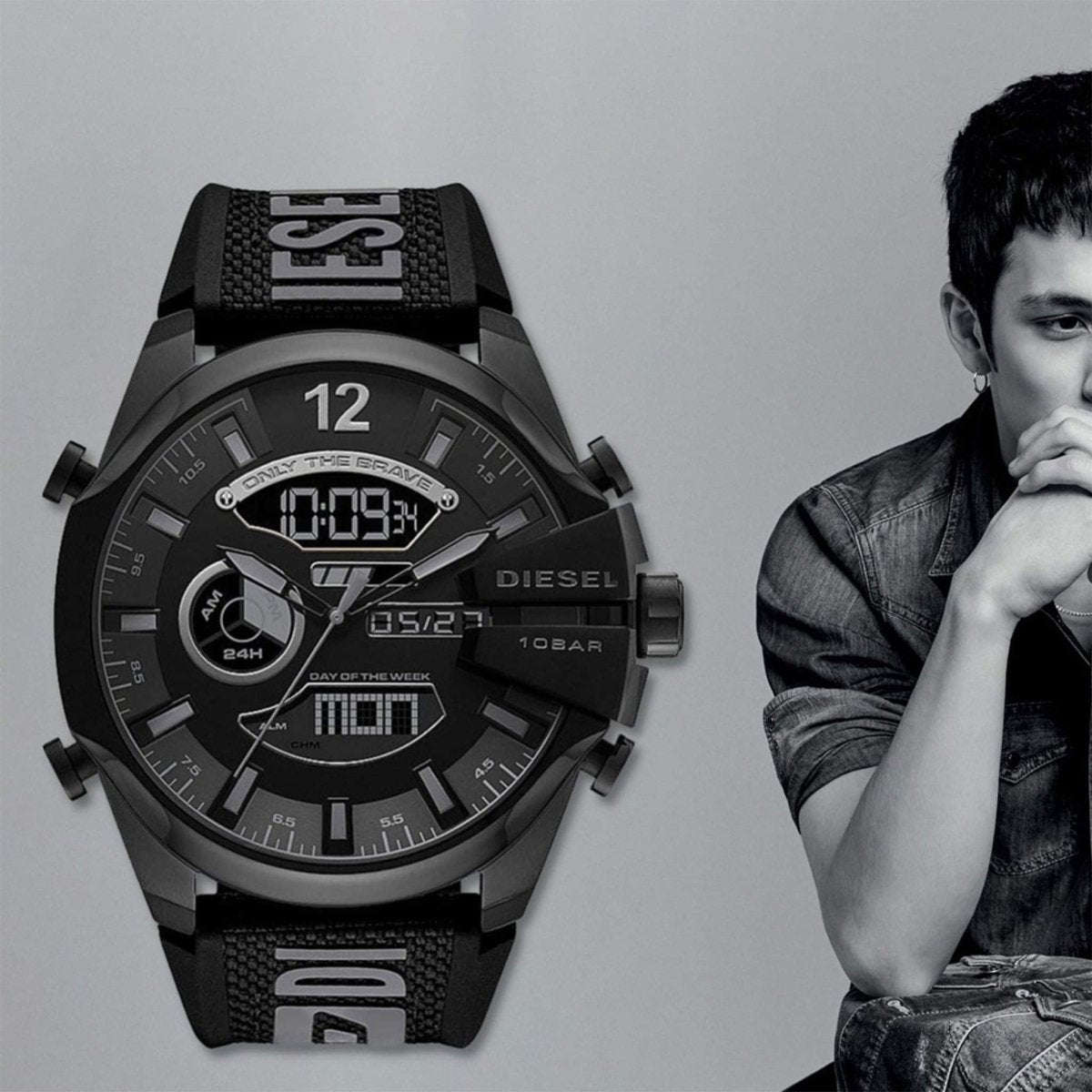 Diesel Mega Chief Ana-Digi Black Silicone Men's Watch | DZ4593