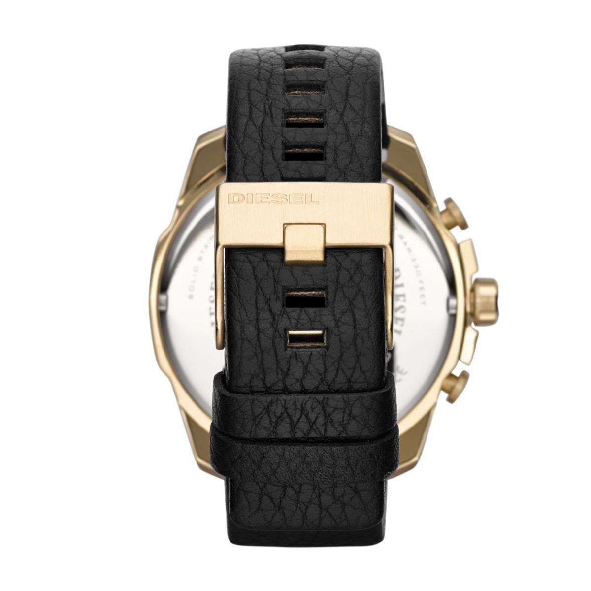 Diesel Mega Chief Gold Round Leather Men's Watch - DZ4344