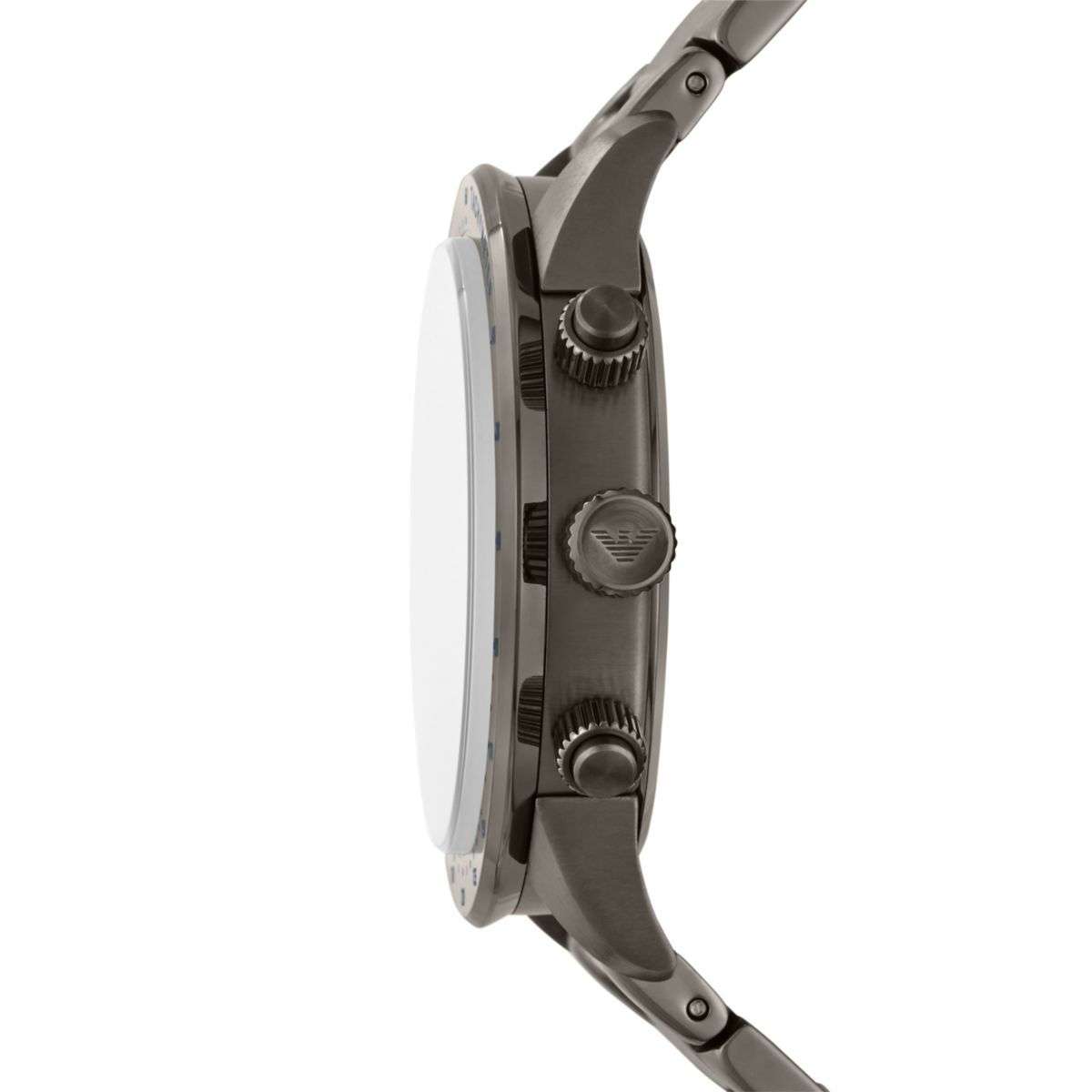 Emporio Armani Mario Chronograph Gunmetal Stainless Steel Watch and Bracelet Set - AR80045