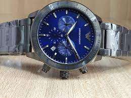 Emporio Armani Mario Chronograph Gunmetal Stainless Steel Watch and Bracelet Set - AR80045