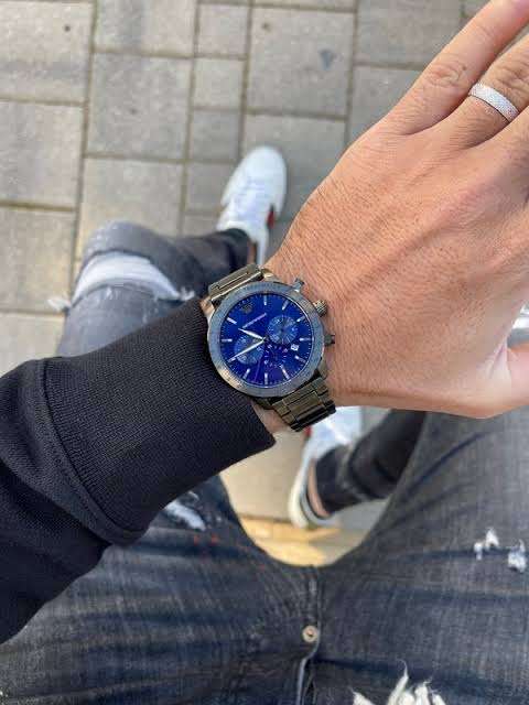 Emporio Armani Mario Chronograph Gunmetal Stainless Steel Watch and Bracelet Set - AR80045